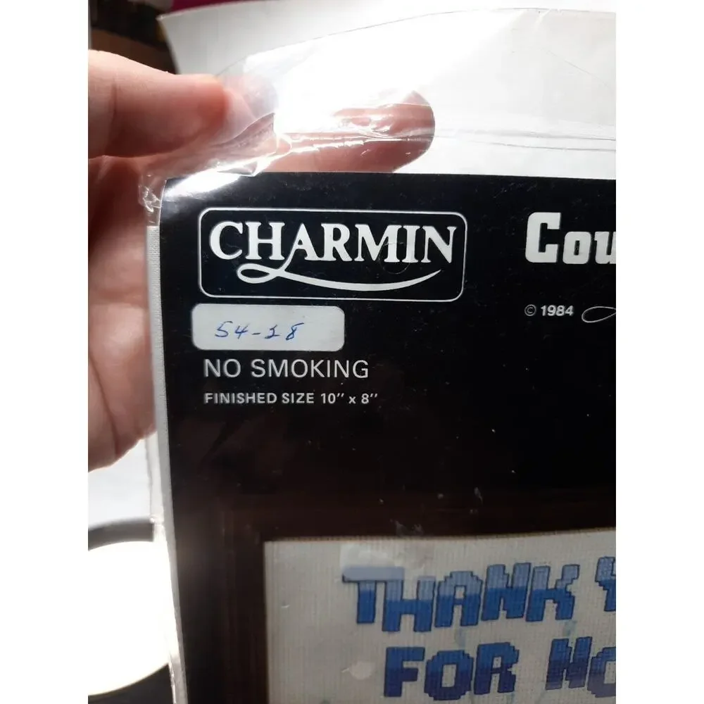 Vintage Janlynn Charmin Counted Cross Stitch Kit No Smoking Firefighter Bear